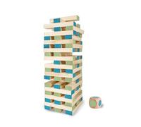 BS Toys Giant Tower - Juego Inteligente para Niños - Juego de Mesa - Ideal para Interiores y Exteriores - Adecuado para Niños Desde 4 Años - Torre Multicolor con una Bolsa de Algodón