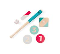 BS Toys Honkbalset van hout, stok, bal en 4 basissen, buitenspel 4-18 spelers, v