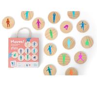 BS Toys Moves! - Juego de Movimientos con 18 fichas de Madera - Mejora la Memoria y el Equilibrio - Juego 6+