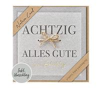 bsb - Tarjeta de cumpleaños 80 - Tarjeta de naturaleza - Tarjetas de cumpleaños sostenibles - Tarjetas de cumpleaños con sobre, tarjeta de cumpleaños para mujeres y hombres - Tarjeta de felicitación