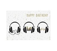bsb Tarjeta de cumpleaños con auriculares, sobre dorado