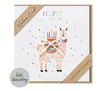 BSB Tarjeta de cumpleaños hecha a mano con diseño de lama (15,5 x 15,5 cm)