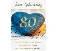 bsb Tarjeta de cumpleaños número 80, corazón de piedra