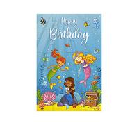 bsb Tarjeta de cumpleaños para felicitaciones de cumpleaños, collage, tarjeta de rompecabezas, sirenas, sobre blanco