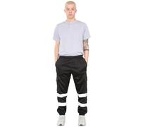 BSBAAA FASHIONS® Hi Viz - Pantalones de trabajo de forro polar para hombre, reflectantes, de seguridad, alta visibilidad, pantalones de trabajo de combate para hombre, talla S-3XL, Negro, L