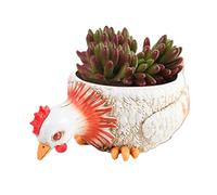 Bsbkoj Animal Planter, Rooster Pot with Artistic Feature, Resin Planter, Animal Pot Durable Resin Container, Cute Duck Statue with Vibrant Style, Flower for Garden and Patio
