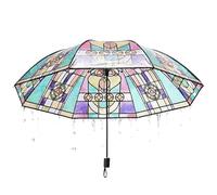 Bsbkoj Automatic Stained Glass Umbrella, Windproof Rain Canopy, 100 x 54 cm UV Protection Shade, Fashion Folding Parasol, Artistic Mosaic Accessory, Floral Shield for Travel and Vacation