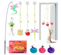 Bsbkoj Cat Wand Toy, Retractable 13.78x5.91 Inches Pole with Carbon Fiber, Flying Teaser Catcher, String Toy with Bell Design, Kitten Exercise for Indoor Activity Exercise and Training