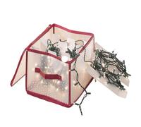 Bsbkoj Christmas Light Storage Bin, Zippered Organizer with 5 Divider Reels, Professional Grade Light Holder for Garages and Basements, Reinforced Handle Supply for Holiday Organization