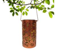 Bsbkoj Colorful Solar Lanterns, Outdoor Solar Light, 3.9x3.9x7.1 Inches Lamp with Butterfly Pattern, Metal Hanging Ornament, Garden Decor with Hollow Style, Patio Light for Yard Lawn