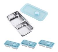 Bsbkoj Condiment Containers with Lids, Leakproof Condiment Box, 8x4 Inch Tray with 4 Pieces, Reusable Storage, Portion Control Boxes with Secure Lids, Lunch Box Bandejas for School and Work,
