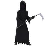 Bsbkoj Conjunto de disfraz de Halloween para niños, traje de juego de rol de demonio rojo, bata negra con capucha, disfraz de cosplay aterrador, perfecto para fiestas, truco o trato y eventos de