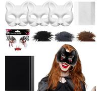 Bsbkoj Crafts Cat Masques, Blank Animal Dress-Up Masks Kit, 7.48x6.69 Inches, Mesh and Felt Sheet Accessory Set, Men Costume Events, Cosplay Decoration for Masquerade, Carnival, Party