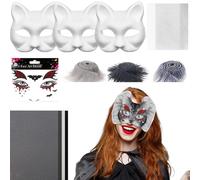 Bsbkoj Crafts Cat Masques, Blank Animal Dress-Up Masks Kit, 7.48x6.69 Inches, Mesh and Felt Sheet Accessory Set, Men Costume Events, Cosplay Decoration for Masquerade, Carnival, Party