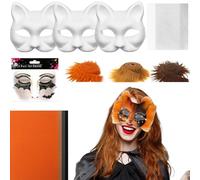 Bsbkoj Crafts Cat Masques, Blank Animal Dress-Up Masks Kit, 7.48x6.69 Inches, Mesh and Felt Sheet Accessory Set, Men Costume Events, Cosplay Decoration for Masquerade, Carnival, Party
