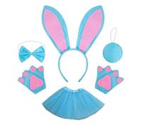 Bsbkoj Easter Bunny Costume Set, Colorful Bunny Outfit, Satin Ribbon with Floral Detail, Playful Headband Accessories, Stylish Animal Topper with Bow Design, Costume Set for Women and Kids