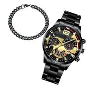Bsbkoj Fancy Watches for Men, Luxury Wristwatch, Stainless Steel Watch, Movement Z618, Business Style Round, 40.5mm, Pin Buckle, for Formal, Work, Casual Use