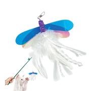 Bsbkoj Feather Toys for Indoor Cats, Dragonfly Cat Toy, Interactive Kitten Feather Stick, Feather Replacement for Cats, Cat Toy for Physical Training, Indoor Cat Entertainment