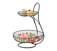 Bsbkoj Fruit Basket, Kitchen Storage Stand, 9,84 x 9,84 x 14,17 pulgadas Organizador con dos terceros, Metal Wire Vegetable Rack, Iron Mesh Tray with Modern Style, Countertop Holder for Pantry and