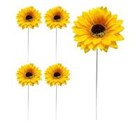Bsbkoj Garden Stakes Decorative, Vibrant Metal Sunflower 5X Ornaments with Spring, Weatherproof Flower Stick, Yellow Yard Art with Rustic Style, Lawn Decoration for Path and Patio