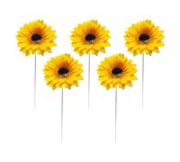 Bsbkoj Garden Stakes Decorative, Vibrant Metal Sunflower 5X Ornaments with Spring, Weatherproof Flower Stick, Yellow Yard Art with Rustic Style, Lawn Decor for Path and Patio