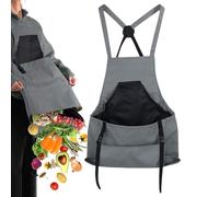 Bsbkoj Gardening Apron, Farm Clothing Fruit Picking, 23.62x19.69x7.87 inches Adorable Crossover Back with Large Capacity Pockets, Durable Harvesting Aprons for Women Men, gris, Siehe Beschreibung