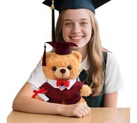 Bsbkoj Graduation Bear, Soft Plush Stuffed Animal Doll, 9.8 Inch Keepsake Toy with Hat Gown Outfit, Black/Blue/Red Celebration Gift for Class of 2025 Boys Girls and Students