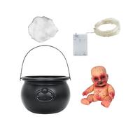 Bsbkoj Halloween Cauldron with Lights, Black Cauldron LED Lights, Sturdy Halloween Props, Scary Decoration for Entrance, Halloween Party Centerpiece, TV Gabinete Halloween Decor