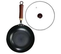 Bsbkoj japonés, Iron Pan with Wooden Lid, Thick Non-stick Hand-Forged Pot, Premium Quality Portable Compact Ideal for Stove Induction Hob Kitchen Restaurants Home Camping