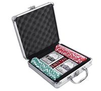 Bsbkoj Juego de fichas de, Kit de con de Aluminio, 7,87 x 2,76 x 2,36 Pulgadas / 8,07 x 8,07 x 2,76 Pulgadas en Tarjetas Profesionales para Texas Hold'em, Blackjack, Club