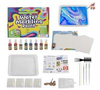 Bsbkoj Kit de pintura de mármol, juego de pintura al agua de 8 colores con 20 hojas de papel para niños Arts and Crafts DIY Creative Drawing Activity Kit para niños niñas aprendizaje juego cumpleaños