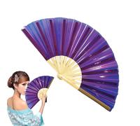 Bsbkoj Large Holographic Folding Handheld Fan 25.2x12.99x0.39 inches Decorative Lightweight Folding Fan, Festival Club Event Prop, Dance Performance Accessory for Men Women