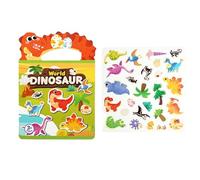 Bsbkoj - Libro de pegatinas de para el desarrollo de las capacidades motoras finas reutilizables | Cuaderno de pegatinas Dinosaurio de actividad, para 3 4 5 6 años de edad para niñas y