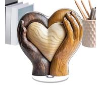 Bsbkoj - Mesa de centros, 2D, diseño rotable, estilo vintage, diseño romántico, Hands Hold Heart Desktop Sign Decor, elegante decoración decorativa de la pantalla, Home Living Room Accent Accessory