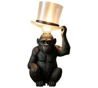 Bsbkoj Monkey Lamp, Top Hat Monkey Resin Statue Funny Table Lamp Figurine With Light For Home Office Living Room Bedroom Bedside Coffee Table Shelf Nightstand Bar Decor, Decorative Lighting Category