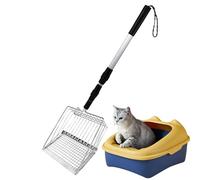 Bsbkoj Pala de gato de mango largo, alcance de sifting Scoop, Shovel with Multi-Section, Durable Metal Poop Shovel, tamiz desmontable con estilo ergonómico, limpieza profunda para varios gatos