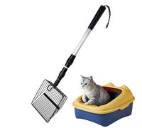 Bsbkoj Pala de gato de mango largo, alcance de sifting Scoop, Shovel with Multi-Section, Durable Metal Poop Shovel, tamiz desmontable con estilo ergonómico, limpieza profunda para varios gatos