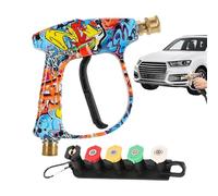 Bsbkoj Pistola pulverizadora de alta presión, adaptador de riego portátil para exteriores, de presión ajustable para entrada, terraza, garaje y exterior