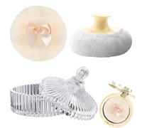 Bsbkoj Polvo Puff y contenedor, de vidrio con aplicador, recipiente de polvo de vidrio con soplo, para mujer, ajuste de belleza facial, maquillaje húmedo y seco, viajes, día de San Valentín