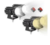 Bsbkoj Powerful Auxiliary LED Headlight, Bright Color Beam Projector, 4Pack Spotlight with Adjustable Mount, Sealed Metal Casting Shell, High Visibility with Optics, Night Travel for Adventure