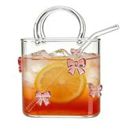 Bsbkoj Purse Drinking Glass, Decoración Cute Cup with Straw for Fun Beverage Enjoyment, Stylish Wine Glass Design, Drinkware for Juice, Cóctel, Flowers, Room Decor, Wedding Party Centerpieces