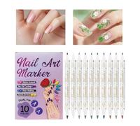 Bsbkoj - Rotuladores para uñas, puntas finas lisas y precisas, herramientas para uñas, 10 unidades, rotulador de puntos y bolígrafo de dibujo, para manicura, decoración de líneas de dibujo