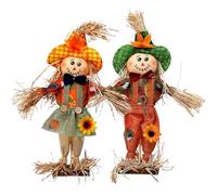 Bsbkoj Scarecrow Decorations - Fall Stuffed Ornaments for Porch Garden, Harvest Festival Accent with Seasonal Charm, 2-Piece Scarecrows Figurines for Lawn Party Home Decoration, Fabric Straw