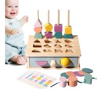 Bsbkoj Shape Sorter, Learning Game, 8.66x6.89 Inches Sorting Board with Sequencing Beads, Educational Matching Block, Fine Motor Tool with Colorful Style, Stem Toy for and Child