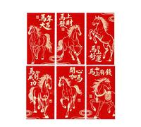 Bsbkoj Sobres Rojos del Año del Caballo 2026 - Juego de 6 sobres de Navidad | Bolsas de Año Nuevo Chino | Para Familia Cercanos Abuelos
