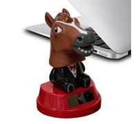 Bsbkoj Solar Powered Car Figurines, Cute Horse Head 5.5cm, Dashboard Wobble Decor, Quality Moving Ornament System Design Build, Fun Interior Desk and Vehicle Decoration, for Home Office Car Daily Use