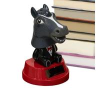 Bsbkoj Solar Powered Car Figurines, Cute Horse Head 5.5cm, Dashboard Wobble Decor, Quality Moving Ornament System Design Build, Fun Interior Desk and Vehicle Decoration, for Home Office Car Daily Use