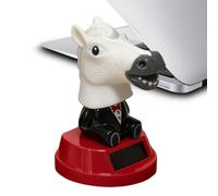 Bsbkoj Solar Powered Car Figurines, Cute Horse Head 5.5cm, Dashboard Wobble Decor, Quality Moving Ornament System Design Build, Fun Interior Desk and Vehicle Decoration, for Home Office Car Daily Use