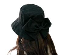Bsbkoj Sombrero De Mujer Con Borde Ancha | Lindo Lazo De Mariposa Transpirable Y Portátil | Bob De Mujer Con Lazo De Mariposa | Para La Playa, Viajes, Vacaciones, Camping Y Senderismo, Negro