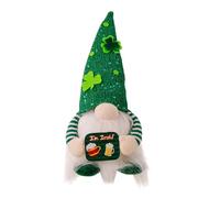 Bsbkoj St Patricks Day GNOME, 11.4x2.7 Inches Figure with LED Feature, Green Sequin Textile Tomte, Faceless Plush Statue with Irish Style, Table Ornament for Home and Party